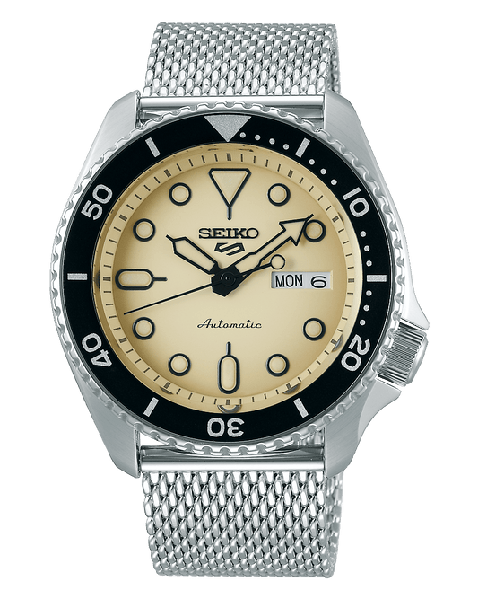 Seiko 5 Sport Automatic Watch Crème Dial Black Bezel SRPD67K1