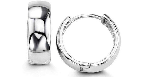 5x14mm Shiny Polish Round Silver Huggies