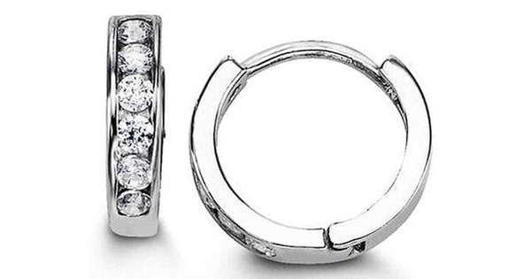 5x14mm C.Z. Channel Setting Half Set Silver Huggies