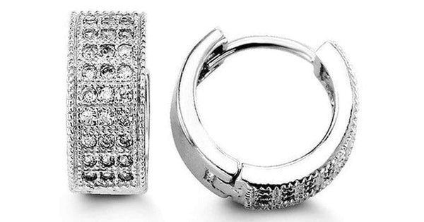 5x13mm C.Z Triple Pave Silver Huggies