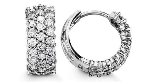 6x15mm C.Z. Claw Setting Silver Huggies