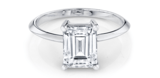 0.54 ct T.W.-14K White Gold Lab Emerald Diamond Solitaire Engagement Ring-