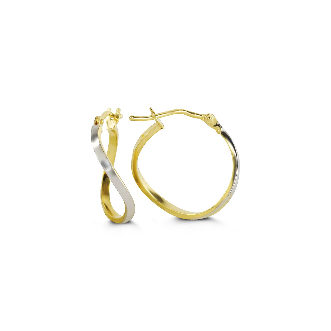 Wavy Yellow & White Gold Double Hoop Earrings
