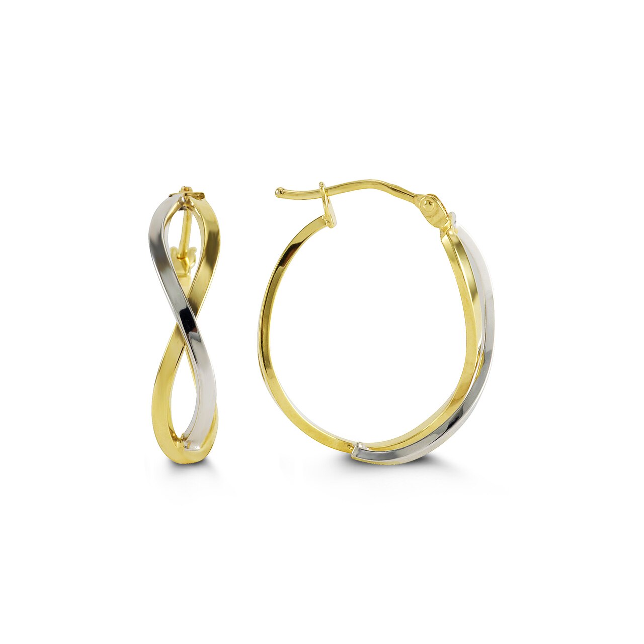 Yellow & White Gold Infintiy Hoop Earrings