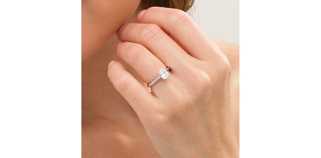 1.50 ct T.W.-14K White Gold Lab Oval Diamond Solitaire Engagement Ring-