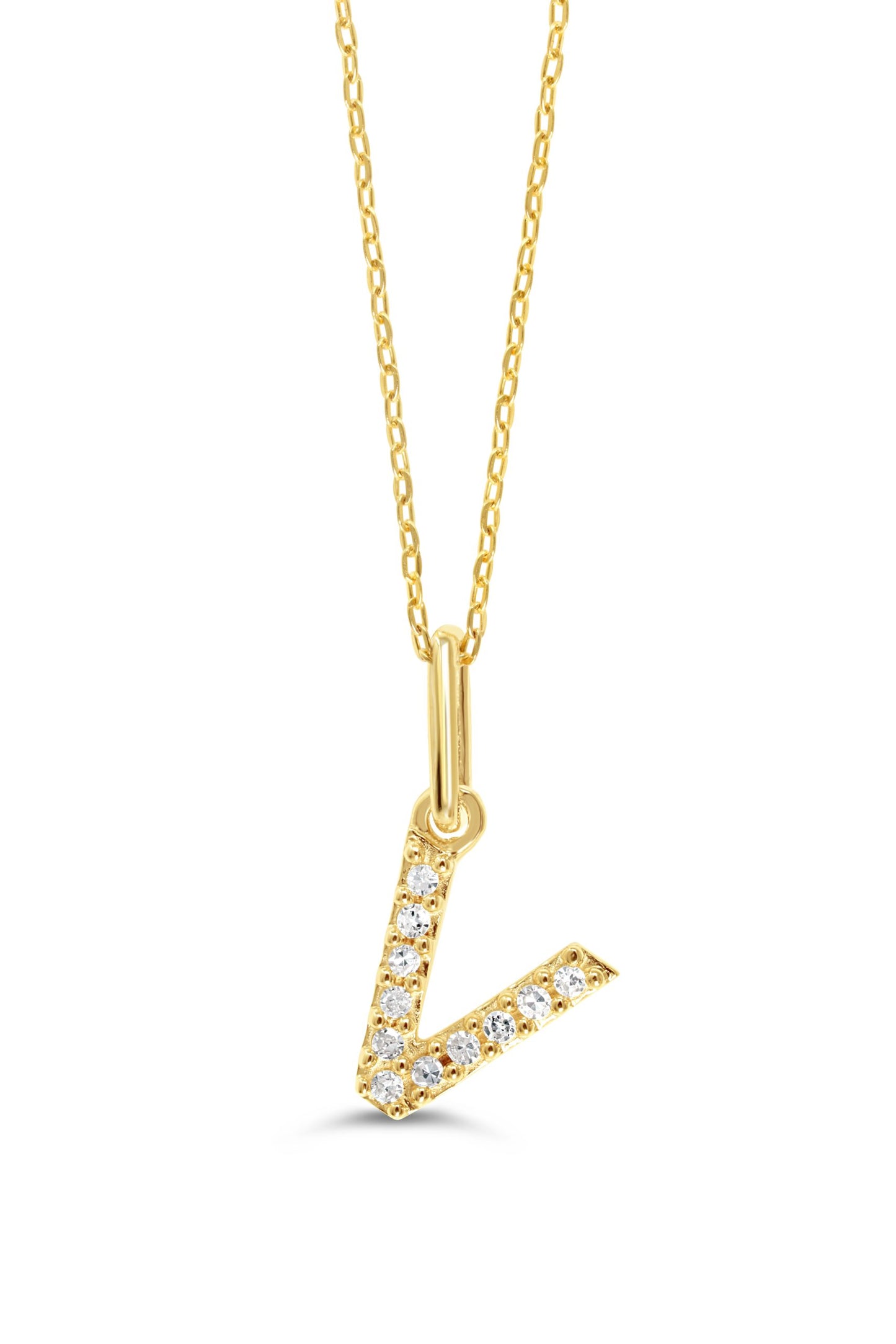0.05 ct T.W. Diamonds "V" Initial Pendant in 10K Yellow Gold