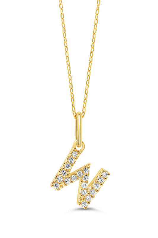 0.05 ct T.W. Diamonds "W" Initial Pendant in 10K Yellow Gold