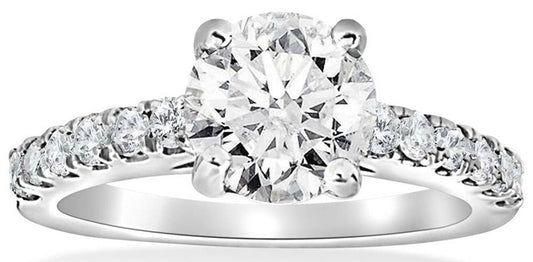 2.23 ct T.W.-14K White Gold Round Diamond Accent Engagement Ring-