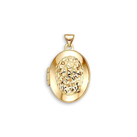 Oval Locket Laser Cut Floral in 10k Yellow Gold