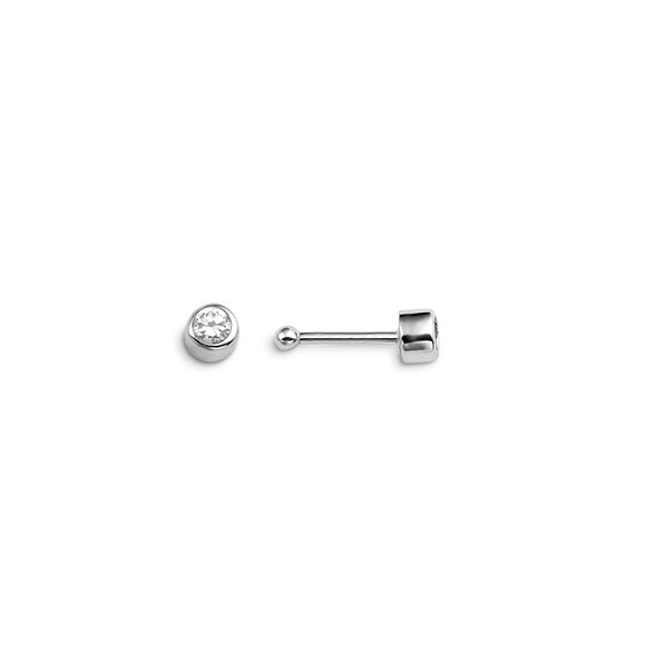 CZ Bezel Nose Stud Bone Pin in 14K White Gold