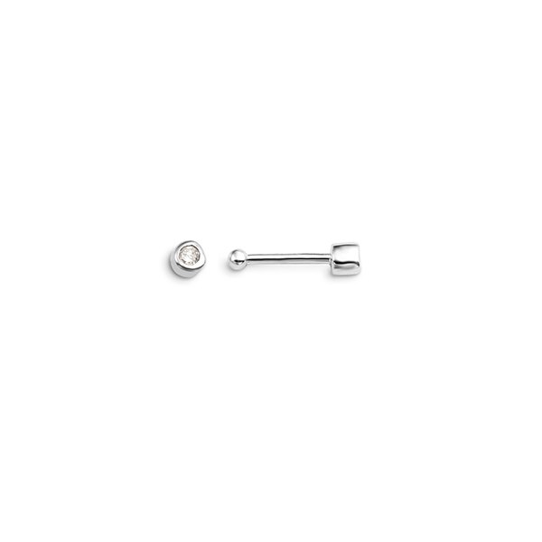 Diamond Bezel Nose Stud Bone Pin in 14K White Gold