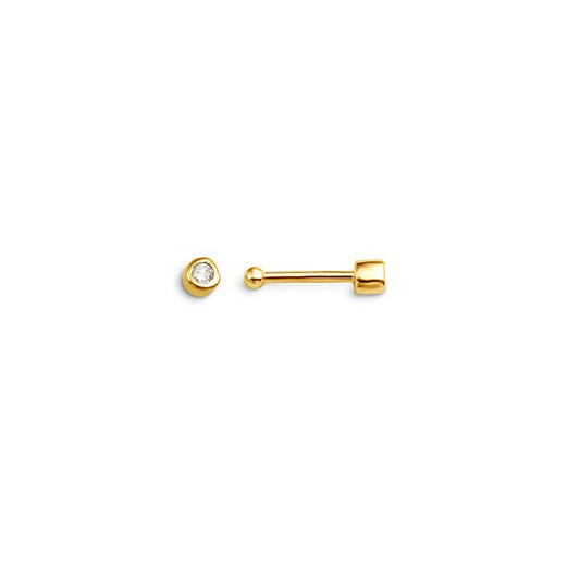 Diamond Bezel Nose Stud Bone Pin in 14K Yellow Gold