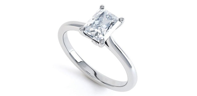 0.54 ct T.W.-14K White Gold Lab Emerald Diamond Solitaire Engagement Ring-