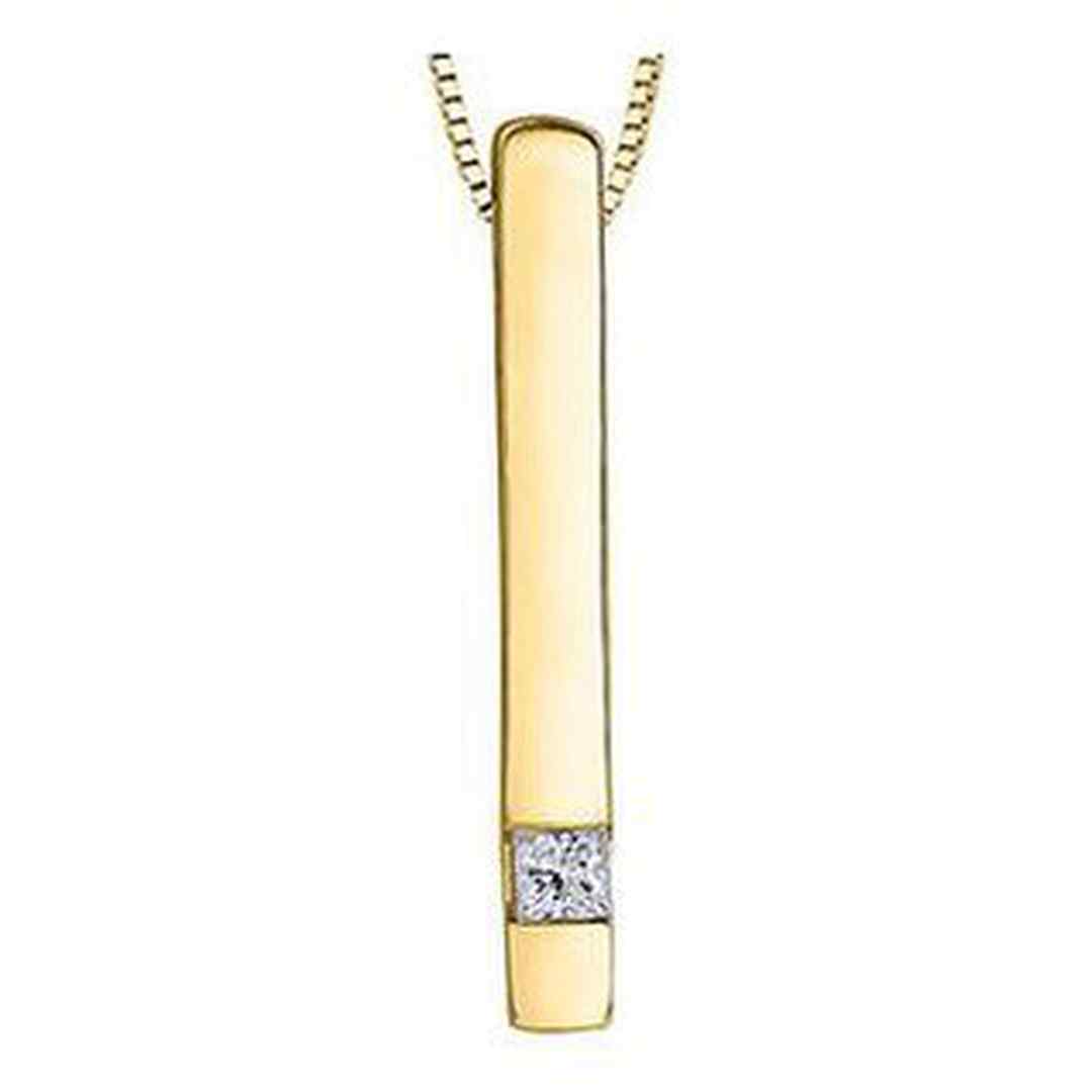 10K Yellow Gold Canadian Diamond (0.07 ct. T.W) Bar Necklace