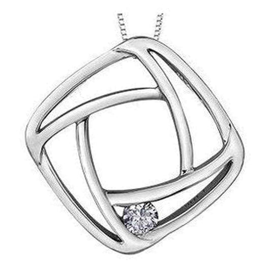 10K White Gold Canadian Diamond (0.08 ct T.W.) Frame Necklace