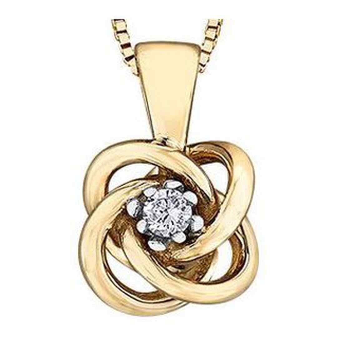 10K Yellow Gold Canadian Diamond (0.04 ct T.W.) Knot Necklace