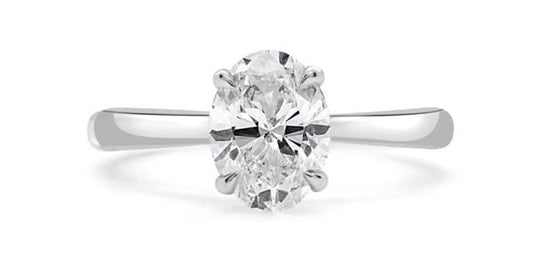 1.01 ct T.W.-14K White Gold Lab Oval Diamond Solitaire Engagement Ring-