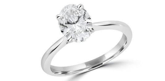 1.01 ct T.W.-14K White Gold Lab Oval Diamond Solitaire Engagement Ring-