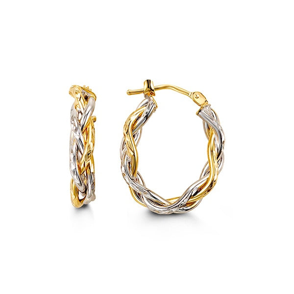 Two Tone Gold Braided Hoops