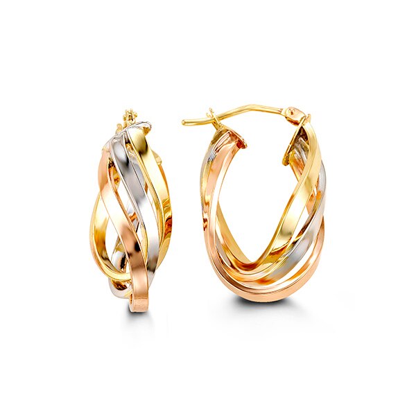 Tri-Tone Gold Layer Hoops