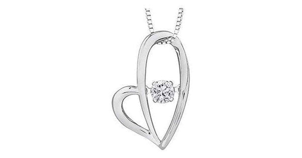 10K White Gold Pulse-Dancing Diamond (0.02 ct. T.W.) Double Heart Necklace