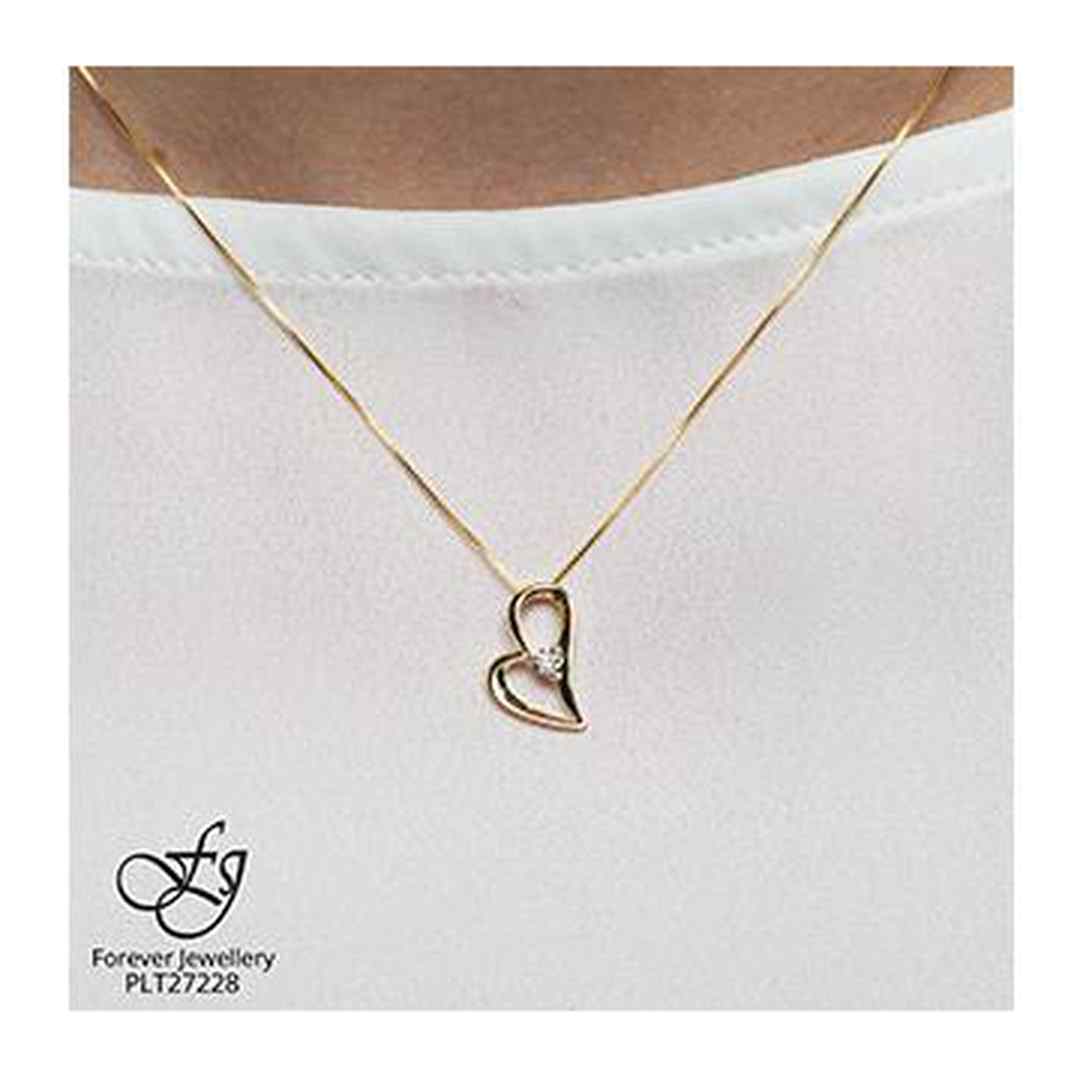 10K White & Yellow Gold Diamond (0.02 ct. T.W.) Heart Necklace