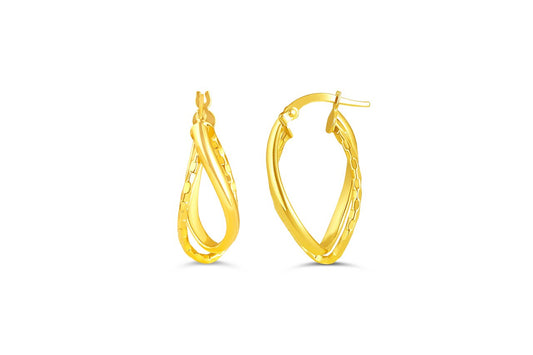 Yellow Gold Crossover Hoops