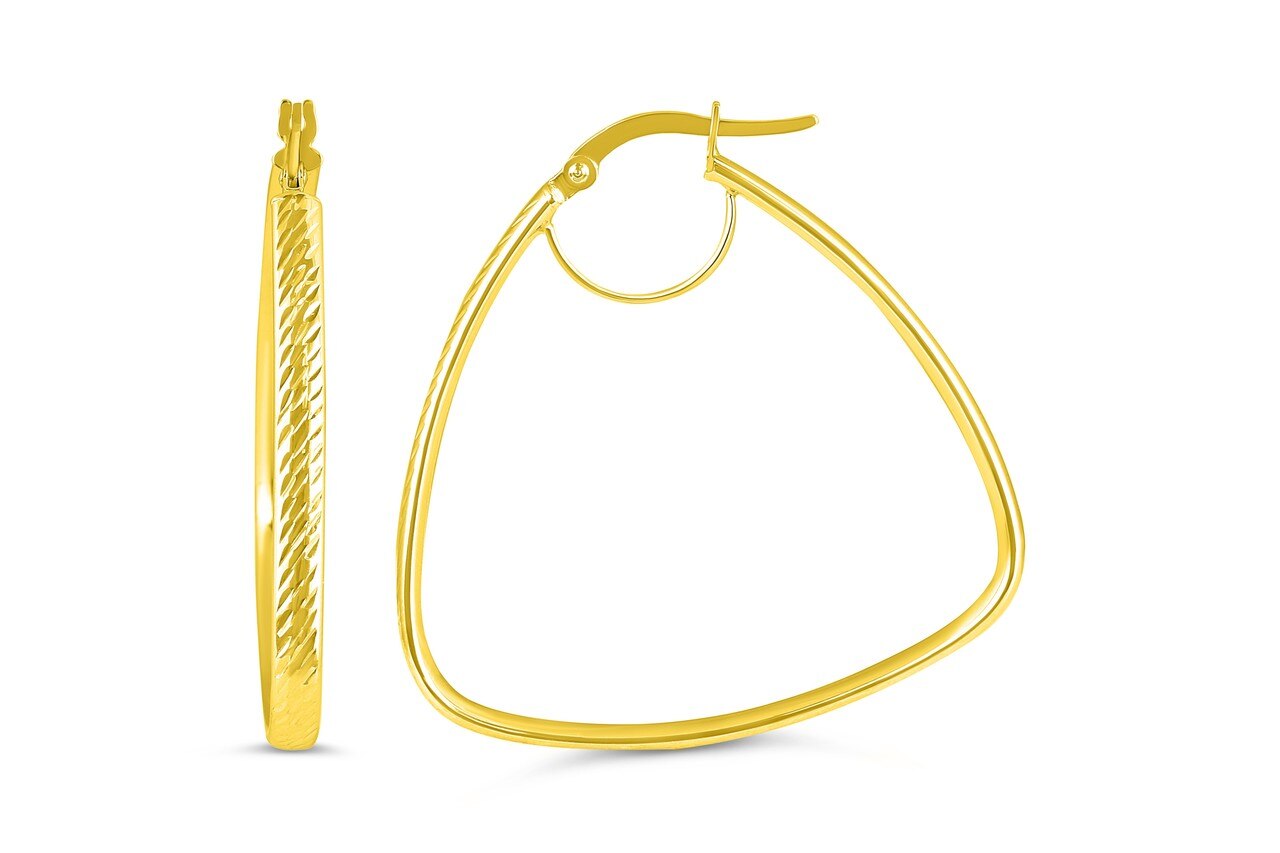 Yellow Gold Triangle Hoops