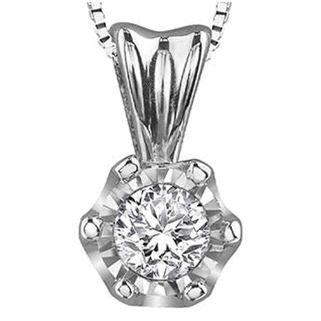 10K White Gold Diamond (0.05 ct. T.W.) Flower Necklace