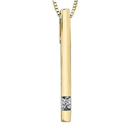 10K Yellow Gold Diamond Accent Bar Drop Necklace