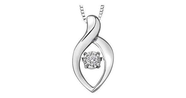 10K White Gold Pulse Diamond (0.02 ct. T.W.) Elongated Necklace