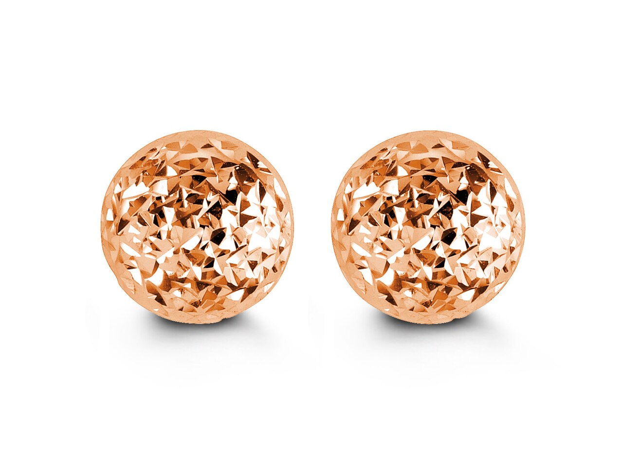 10mm Diamond Cut Ball Studs in Rose Gold