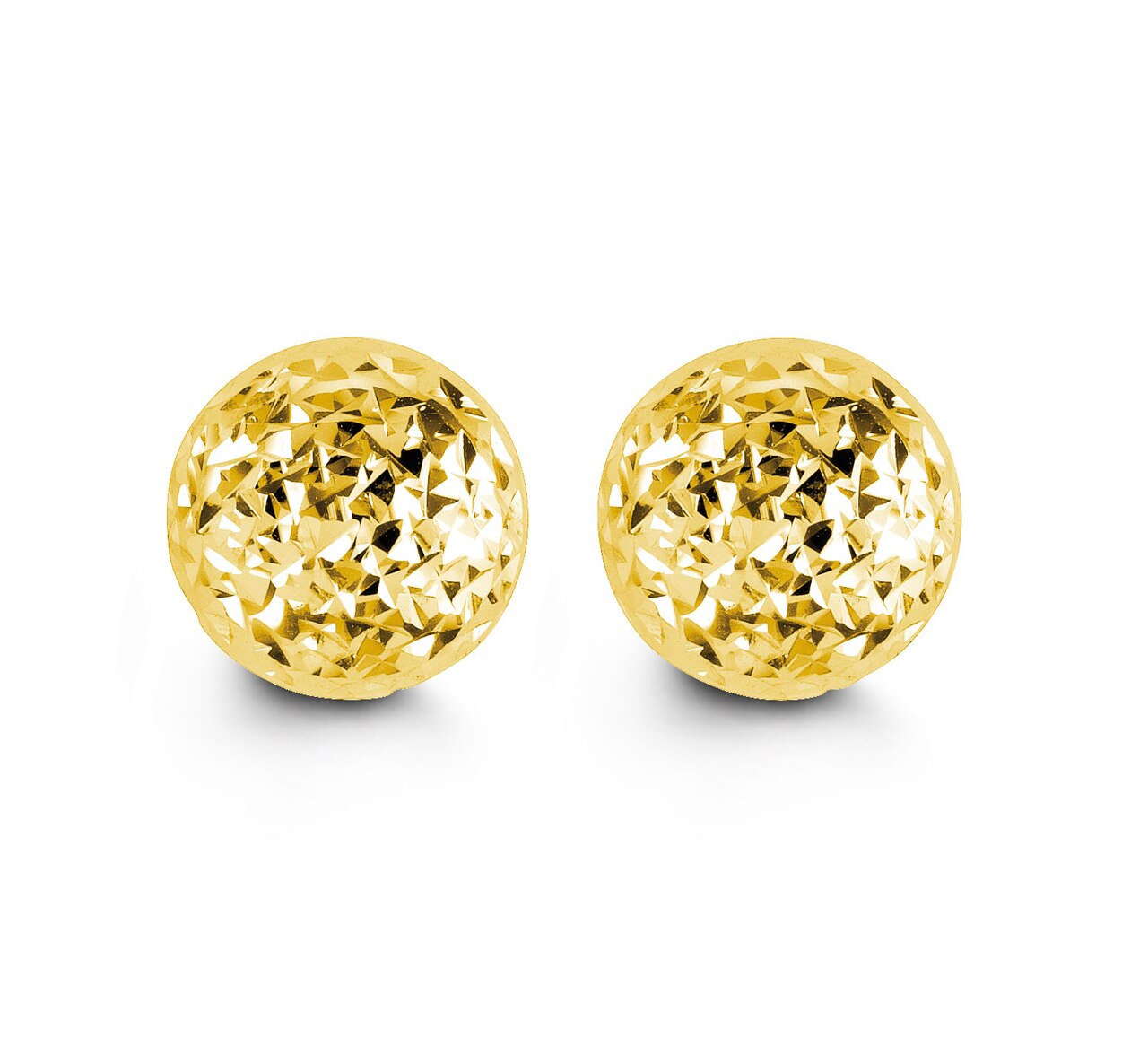 10mm Diamond Cut Ball Studs in Gold