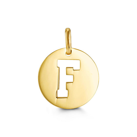 Letter "F" Pendant in Yellow Gold