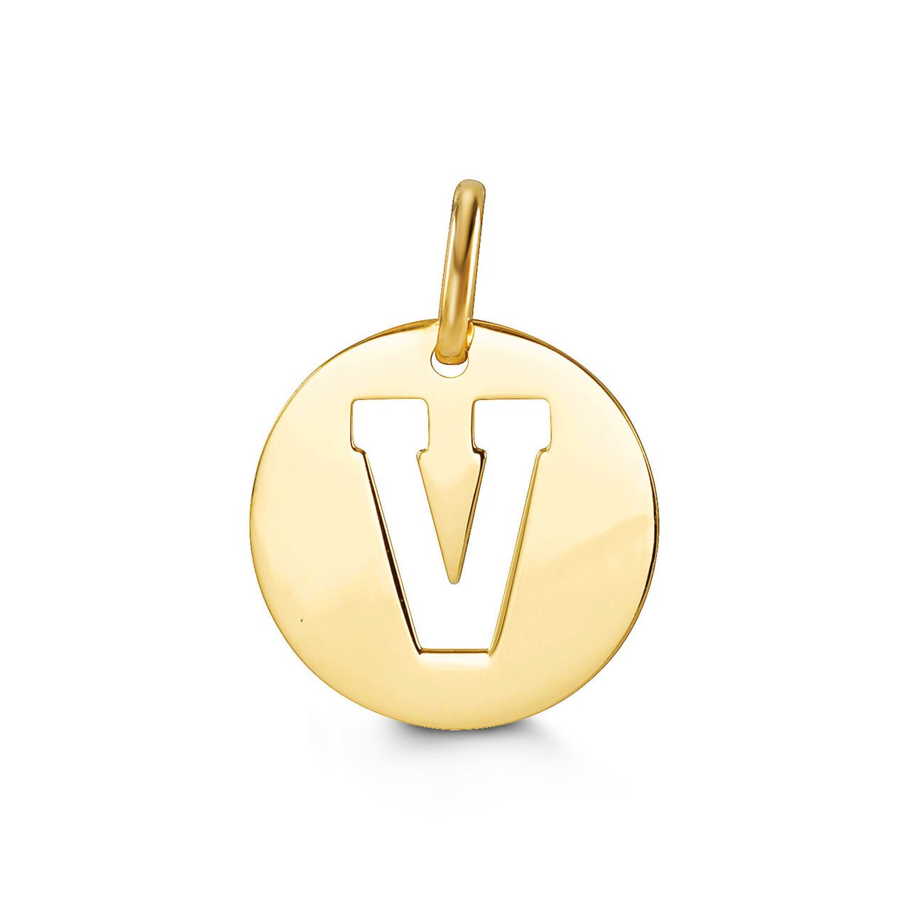 Letter "V" Pendant in Yellow Gold