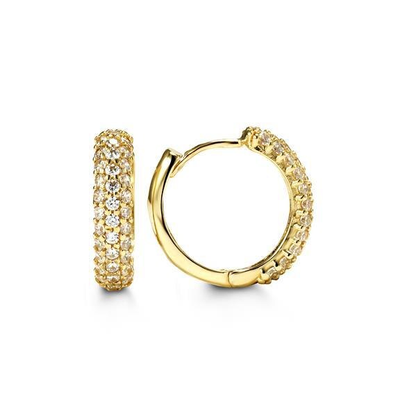 C.Z Pave Yellow Gold Huggies