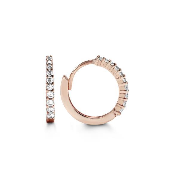 C.Z Tapered Scallop Setting Rose Gold Huggies