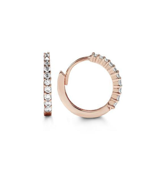 C.Z Tapered Scallop Setting Rose Gold Huggies