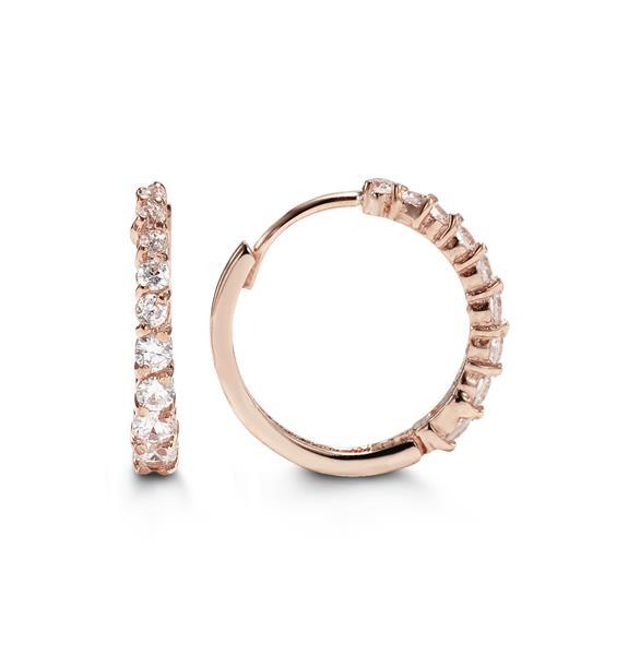 C.Z Tapered 4 prongs Setting Rose Gold Huggies