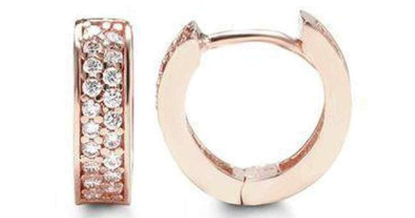 C.Z Channel Double Rows Rose Gold Huggies