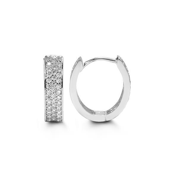 C.Z White Gold Triple Pave Huggies