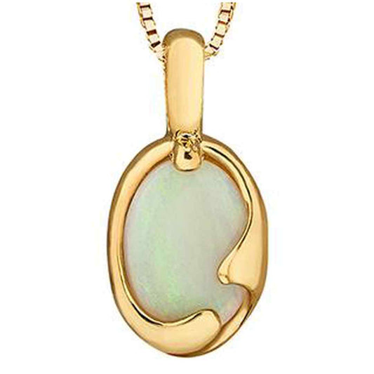 10K Yellow Gold Oval Opal Necklace