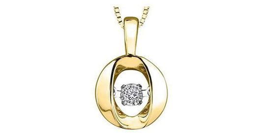 10K Yellow & White Gold Pulse Diamond (0.01 ct.) Circle Necklace