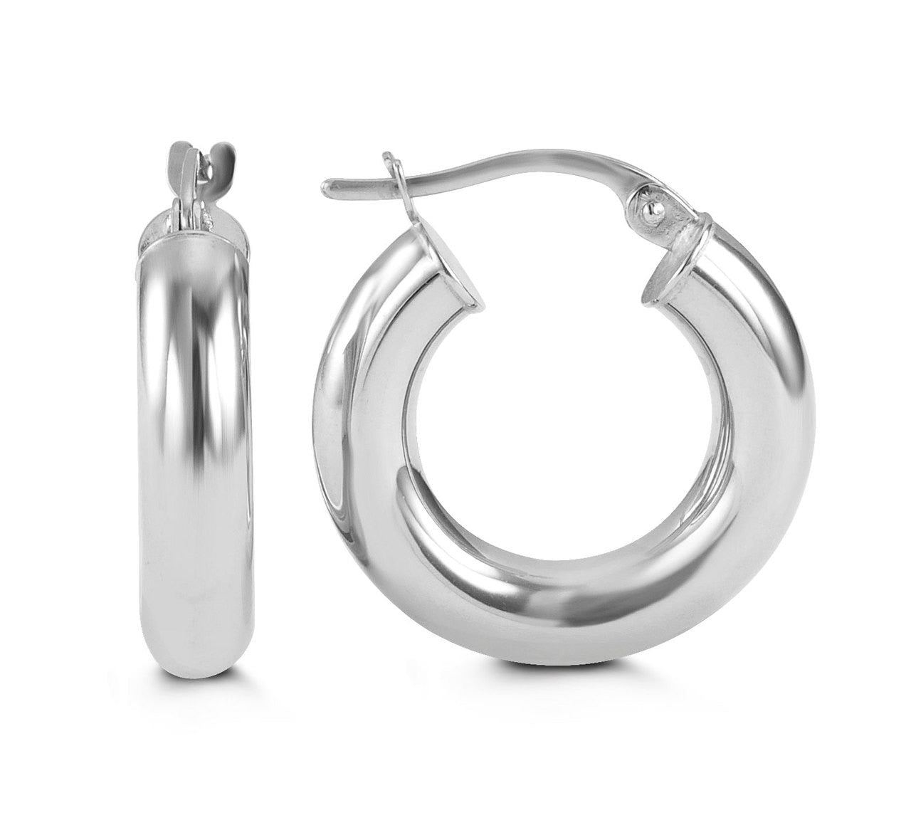 18mm White Gold Classic Hoops