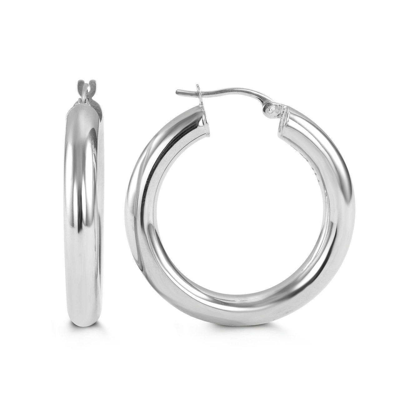29mm White Gold Classic Hoops