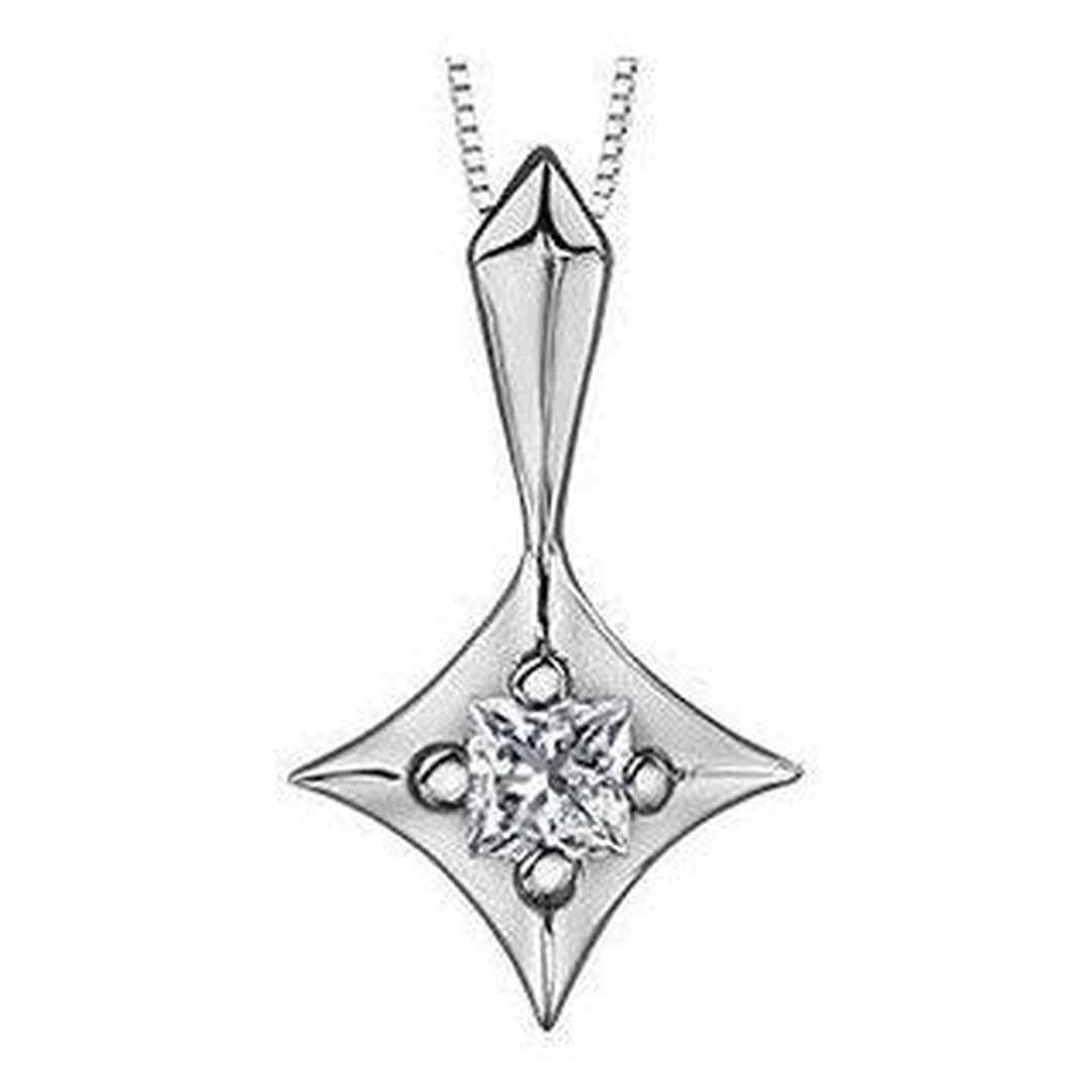 10K White Gold Canadian Diamond (0.04 ct T.W.) Sparkle Necklace
