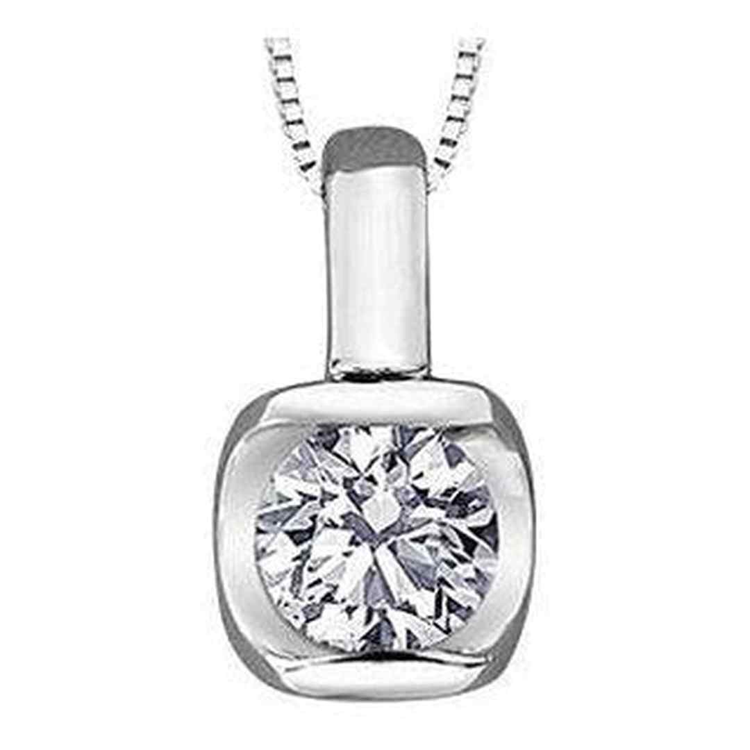10K White Gold Canadian Diamond (0.15 ct T.W.) Bezel Necklace