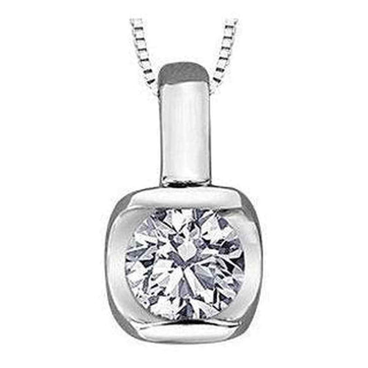 10K White Gold Canadian Diamond (0.15 ct T.W.) Bezel Necklace