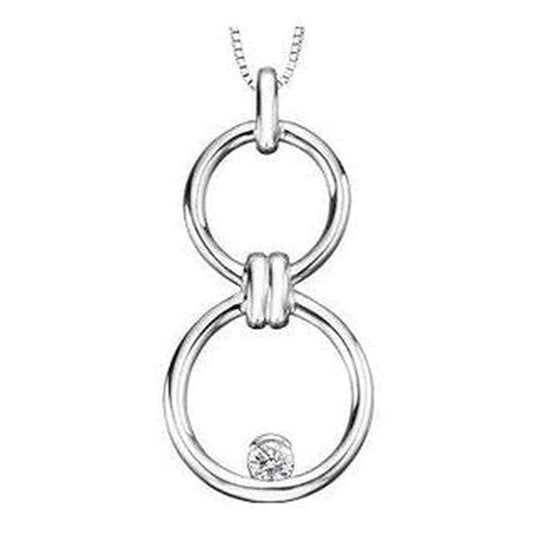 Sterling Silver Canadian Diamond (0.10 ct T.W.) Duo Cirle Necklace