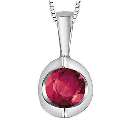 10K White Gold Ruby Half Moon Necklace